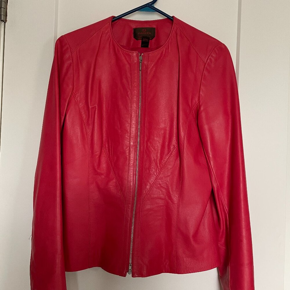 Beautiful soft red / coral Danier leather jacket